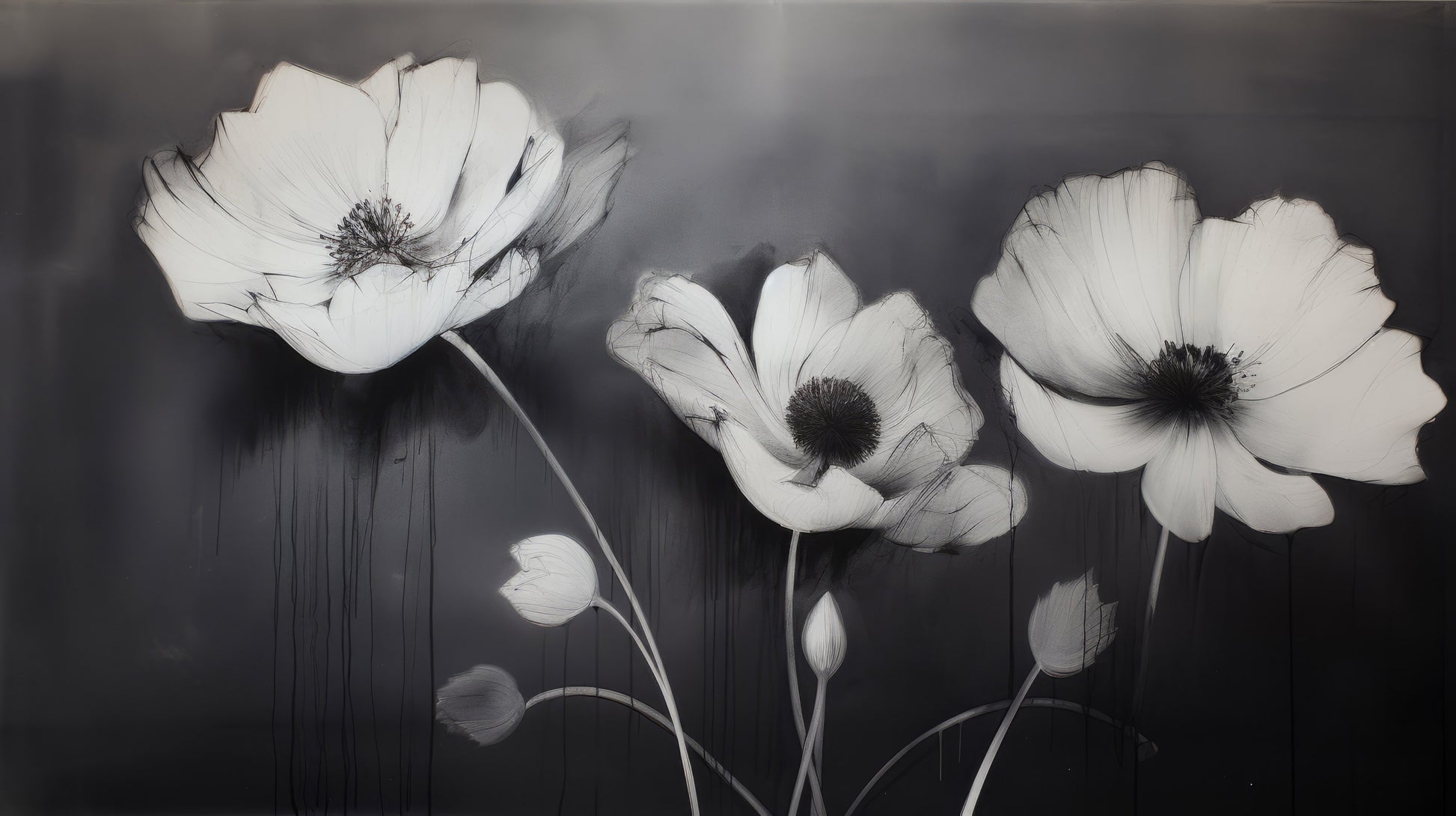 Prezentacja całego wzoru fototapety o nazwie SHADOWED FLORA