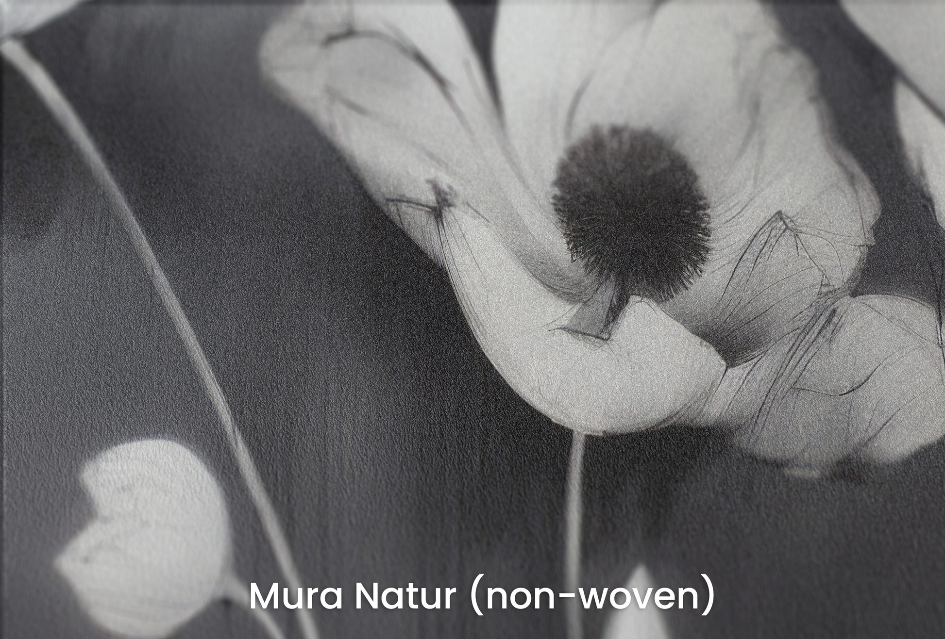 Zbliżenie na artystyczną fototapetę o nazwie SHADOWED FLORA na podłożu Mura Natur (non-woven) - naturalne i ekologiczne podłoże.