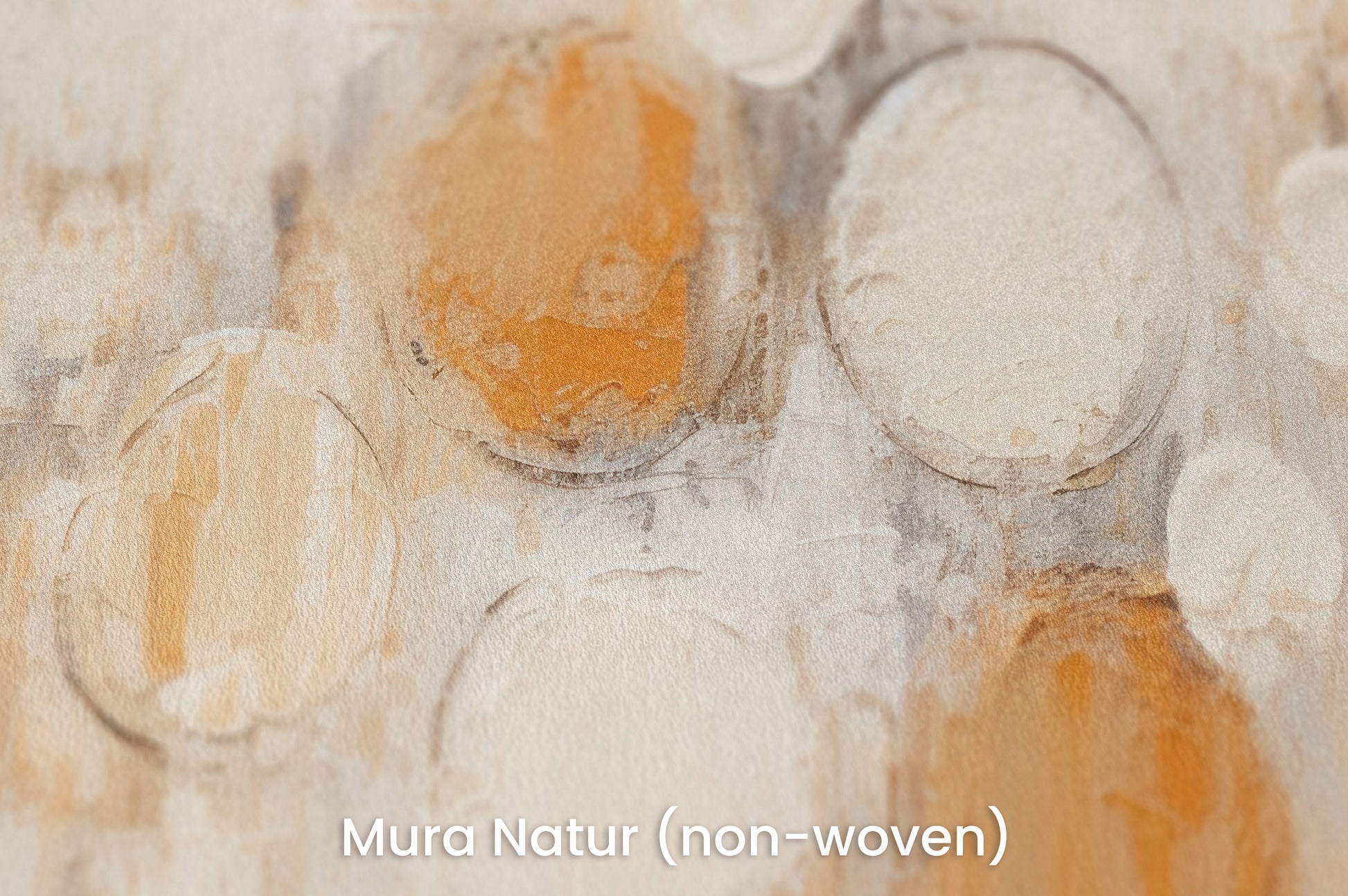 Zbliżenie na artystyczną fototapetę o nazwie AMBER AND IVORY SPHERICAL HARMONY na podłożu Mura Natur (non-woven) - naturalne i ekologiczne podłoże.