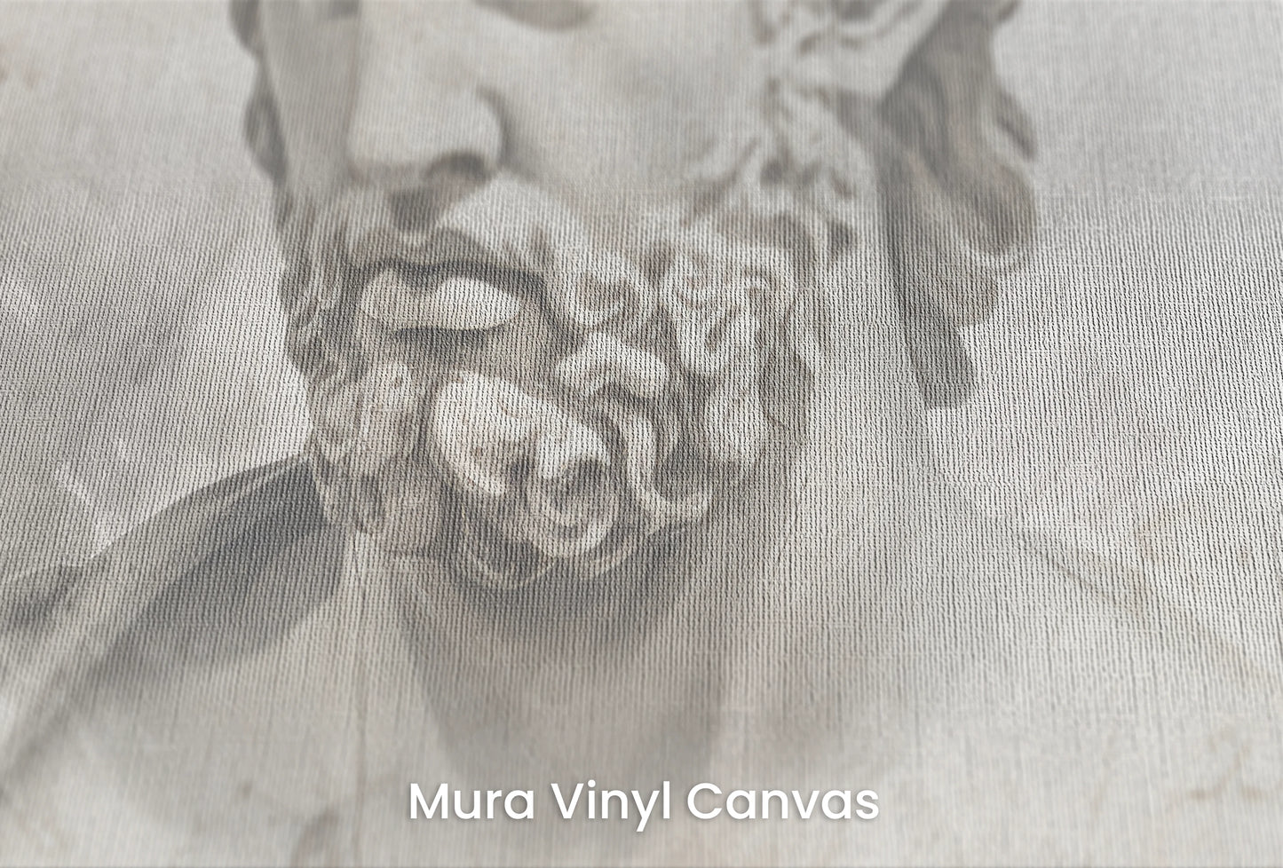 Zbliżenie na artystyczną fototapetę o nazwie Poseidon's Watch na podłożu Mura Vinyl Canvas - faktura naturalnego płótna.