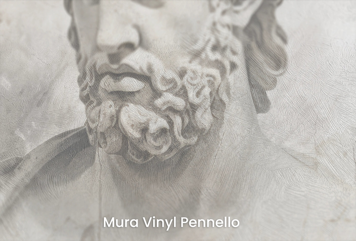 Zbliżenie na artystyczną fototapetę o nazwie Poseidon's Watch na podłożu Mura Vinyl Pennello - faktura pociągnięć pędzla malarskiego.