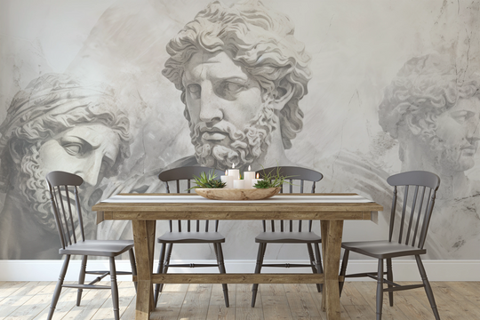 Wzór fototapety artystycznej o nazwie Poseidon's Watch pokazanej w aranżacji wnętrza.