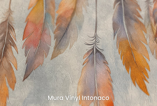 Zbliżenie na artystyczną fototapetę o nazwie Autumn Hues na podłożu Mura Vinyl Intonaco - struktura tartego tynku.