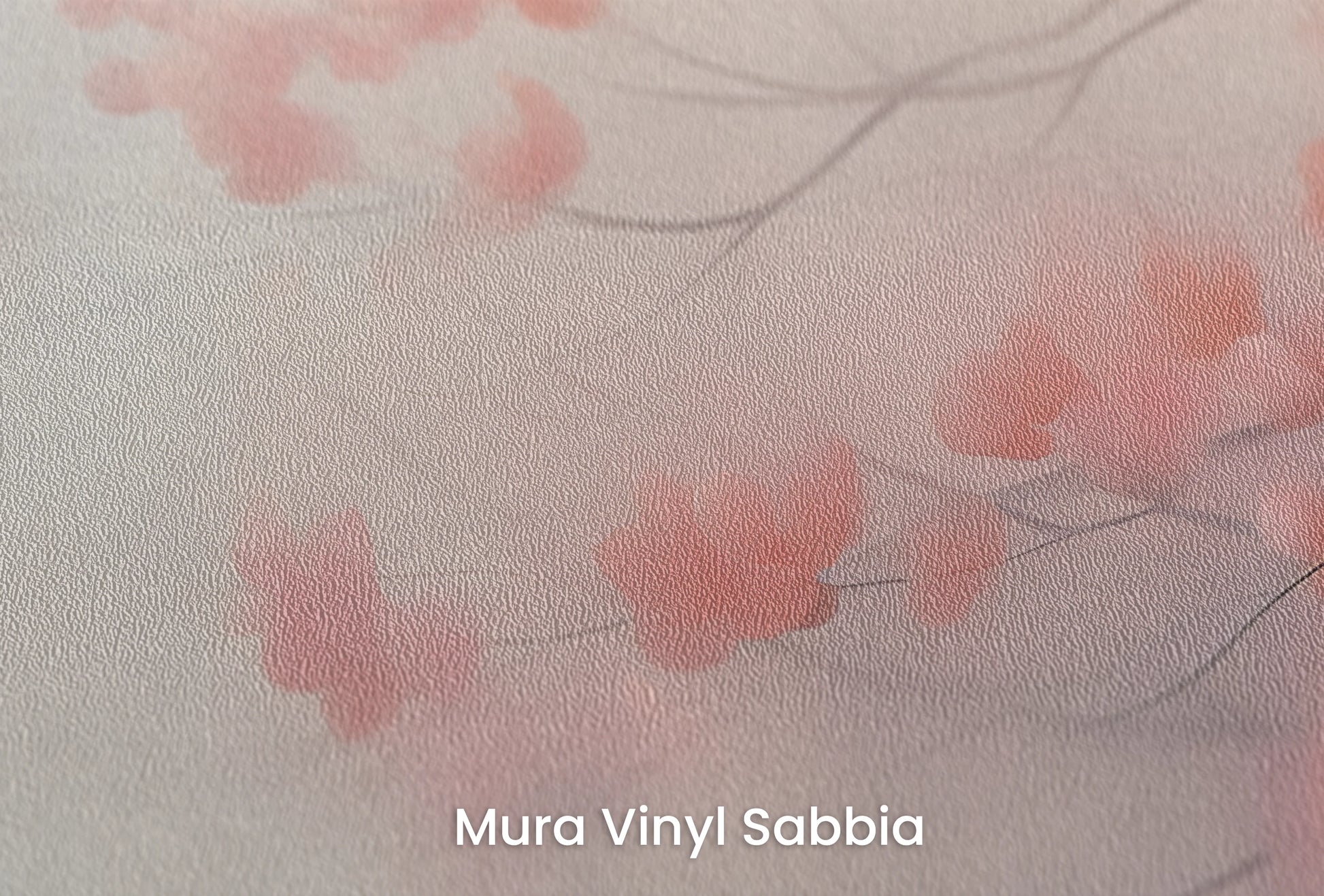 Zbliżenie na artystyczną fototapetę o nazwie Spring Melody na podłożu Mura Vinyl Sabbia struktura grubego ziarna piasku.