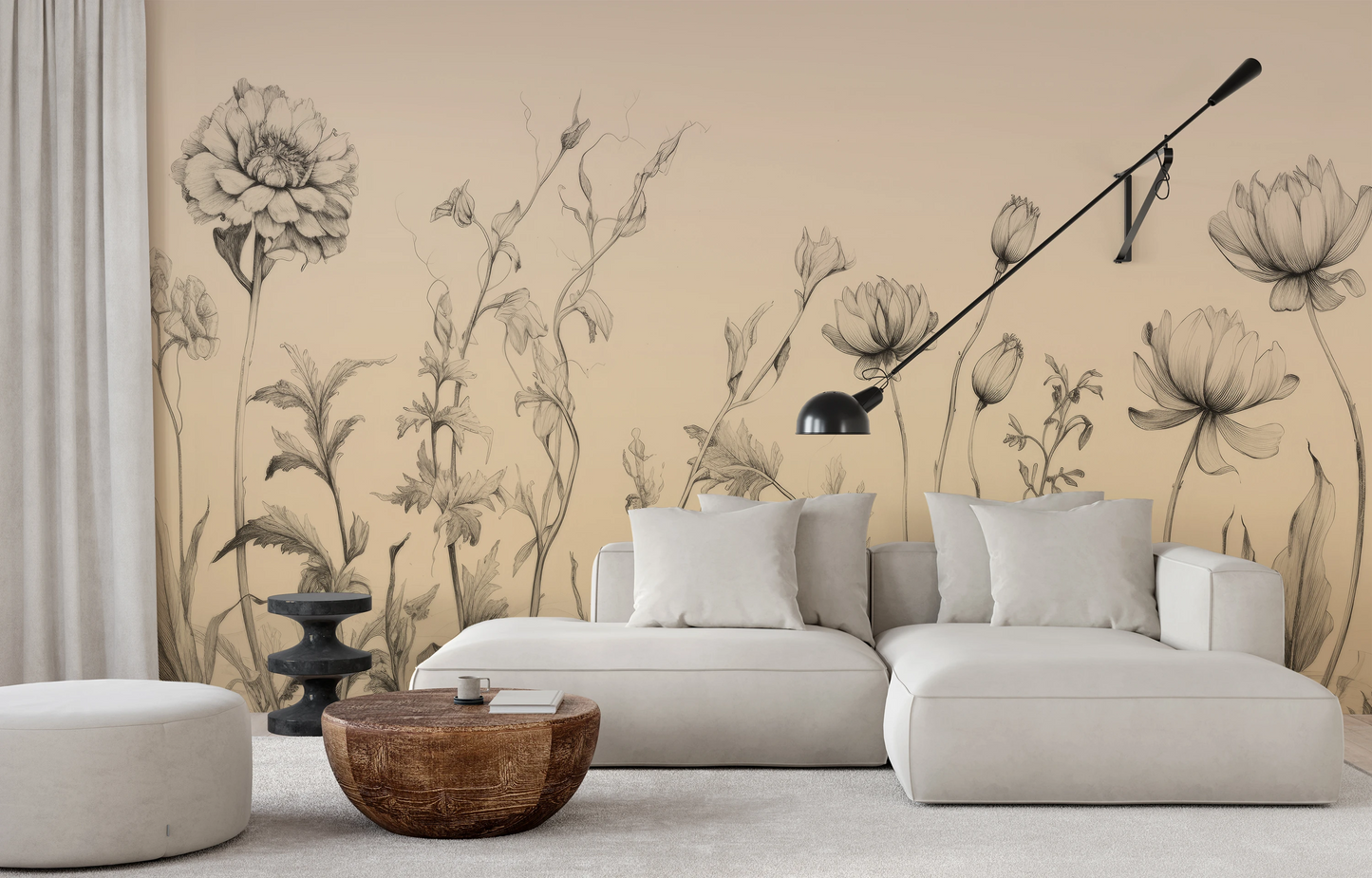 Fototapeta artystyczna o nazwie Sunflower Elegance pokazana w aranżacji wnętrza.