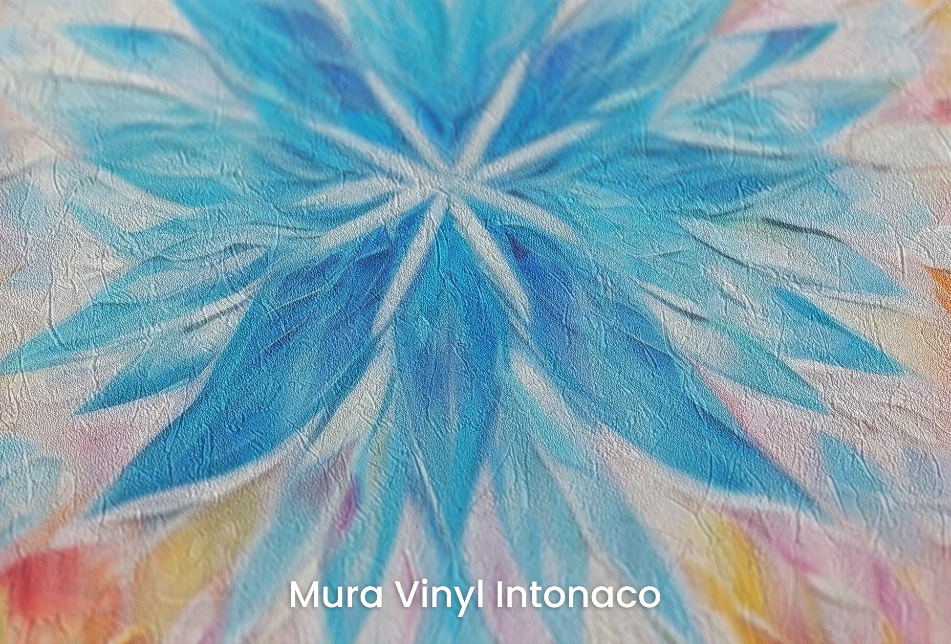 Zbliżenie na artystyczną fototapetę o nazwie Fire and Ice na podłożu Mura Vinyl Intonaco - struktura tartego tynku.