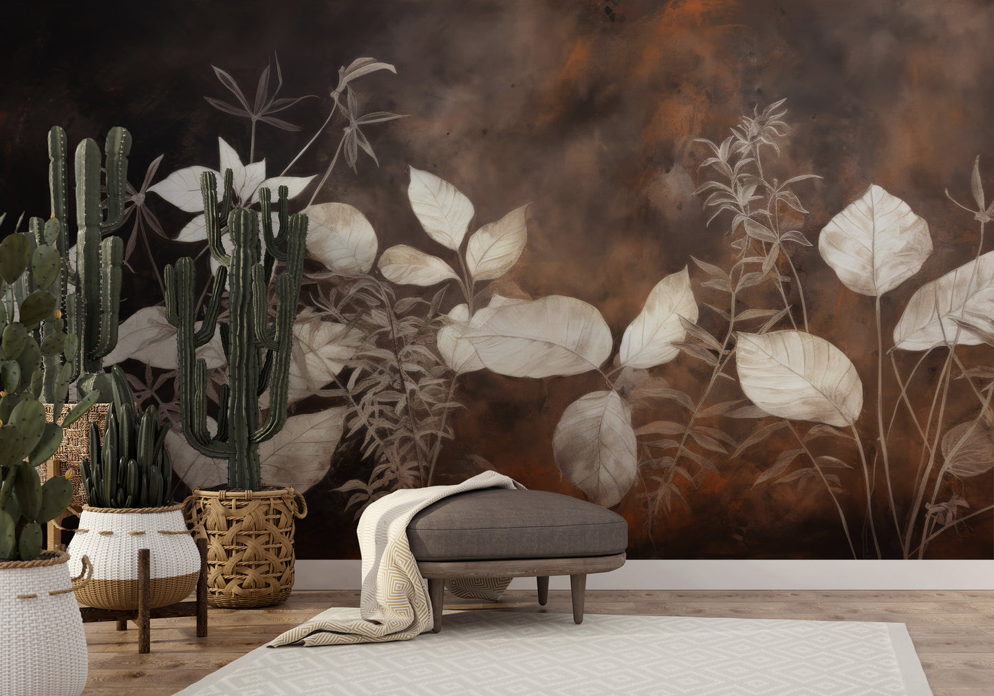 Fototapeta artystyczna o nazwie Botanical Elegance #2 pokazana w aranżacji wnętrza.