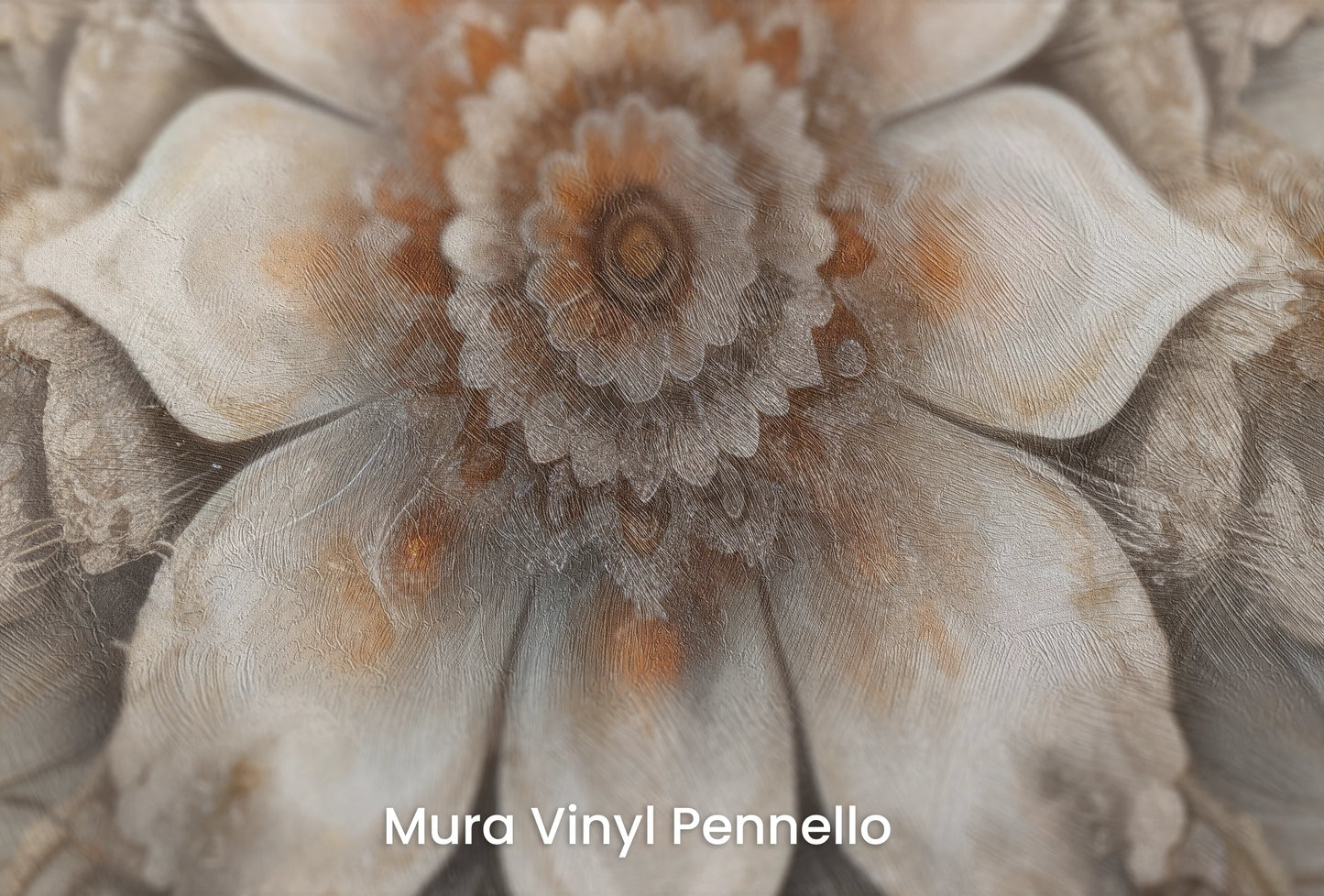 Zbliżenie na artystyczną fototapetę o nazwie Ornate Radiance na podłożu Mura Vinyl Pennello - faktura pociągnięć pędzla malarskiego.