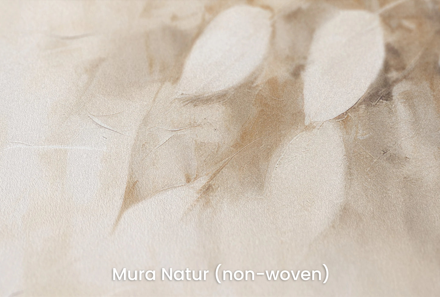 Zbliżenie na artystyczną fototapetę o nazwie Subtle Leaf Symphony na podłożu Mura Natur (non-woven) - naturalne i ekologiczne podłoże.