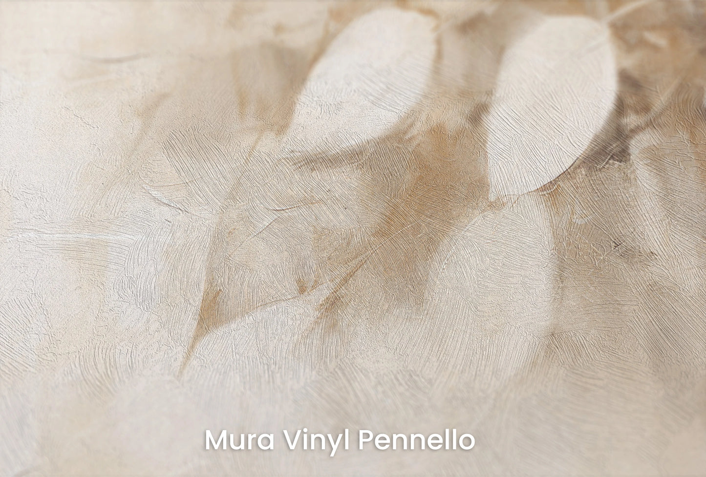 Zbliżenie na artystyczną fototapetę o nazwie Subtle Leaf Symphony na podłożu Mura Vinyl Pennello - faktura pociągnięć pędzla malarskiego.