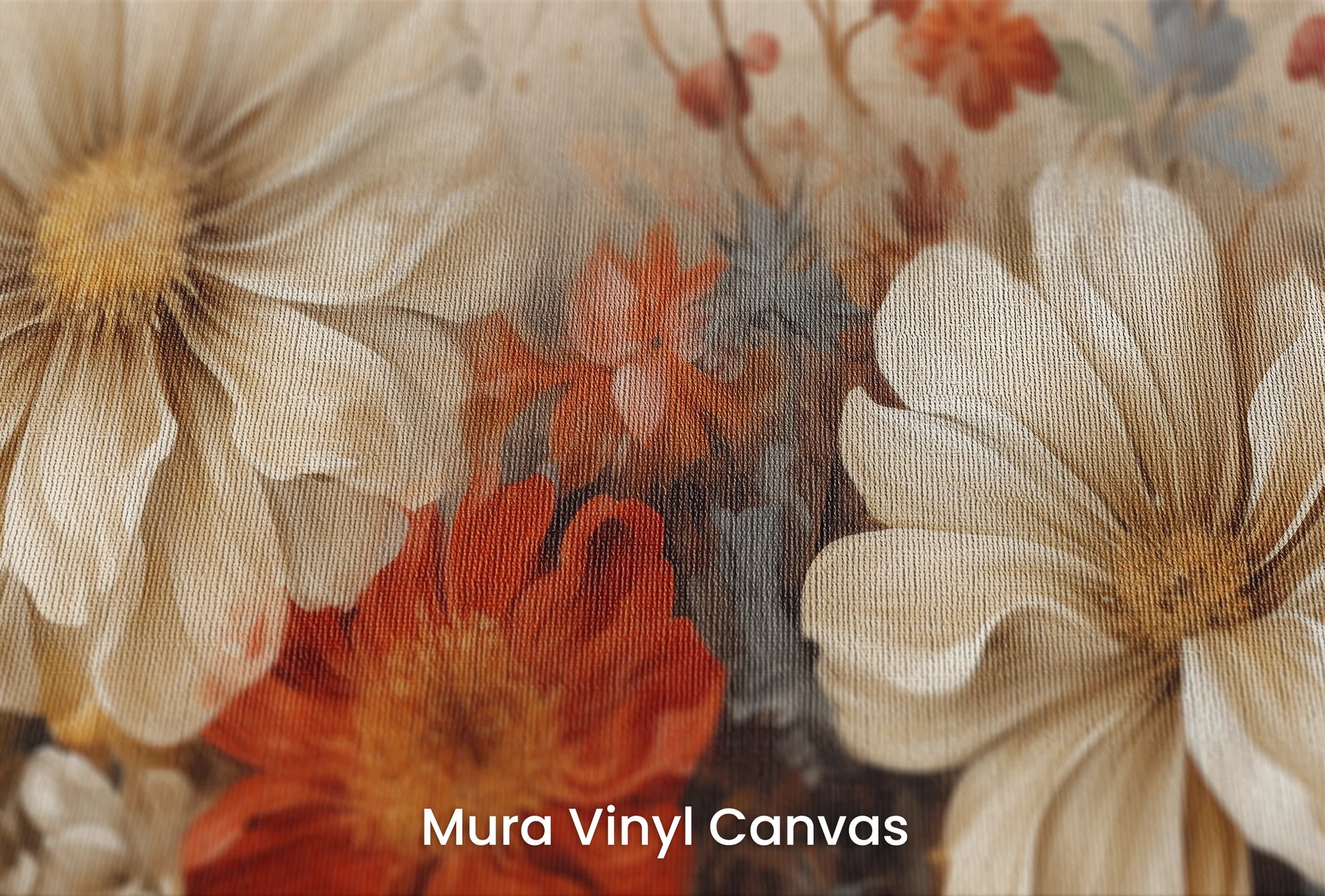 Zbliżenie na artystyczną fototapetę o nazwie Autumn Whisper #2 na podłożu Mura Vinyl Canvas - faktura naturalnego płótna.