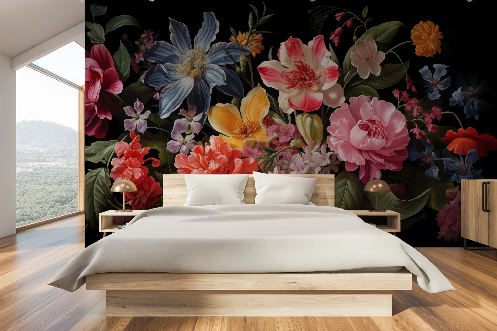 Fototapeta malowana o nazwie Floral Tapestry pokazana w aranżacji wnętrza.