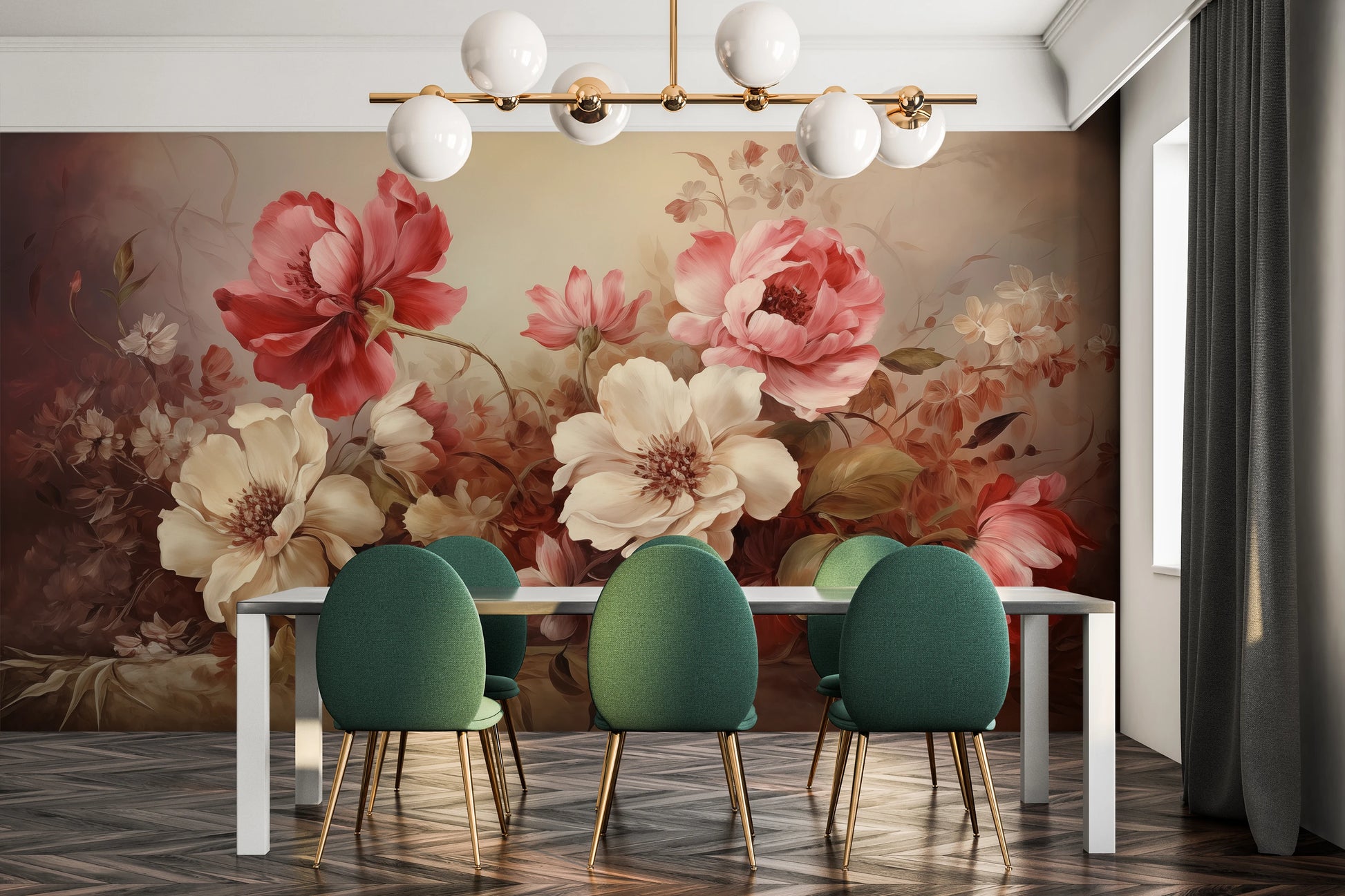 Fototapeta malowana o nazwie Velvet Bloom pokazana w aranżacji wnętrza.