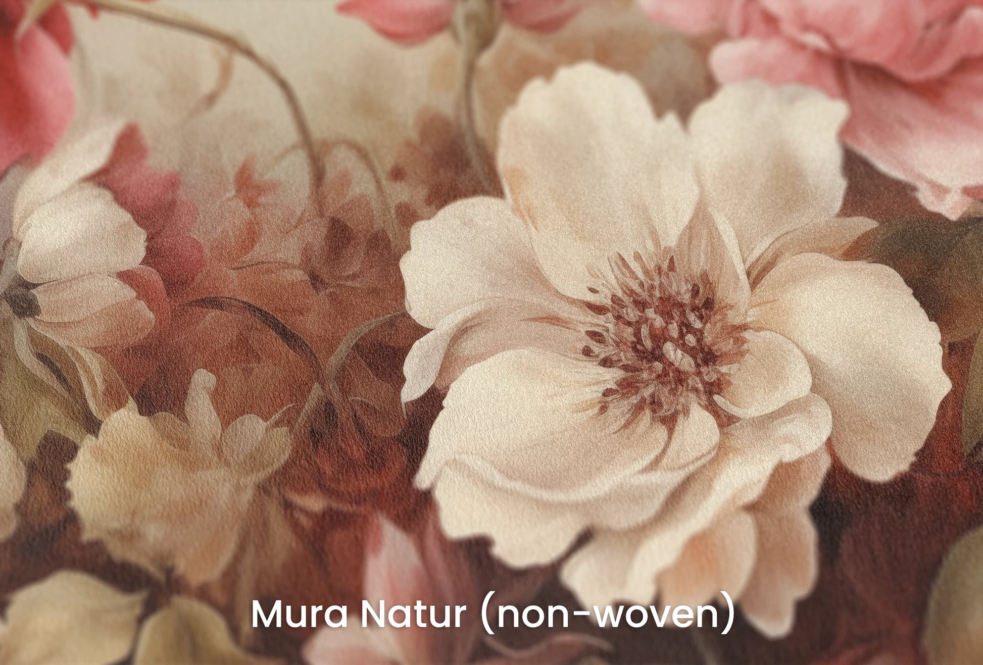 Zbliżenie na artystyczną fototapetę o nazwie Velvet Bloom na podłożu Mura Natur (non-woven) - naturalne i ekologiczne podłoże.
