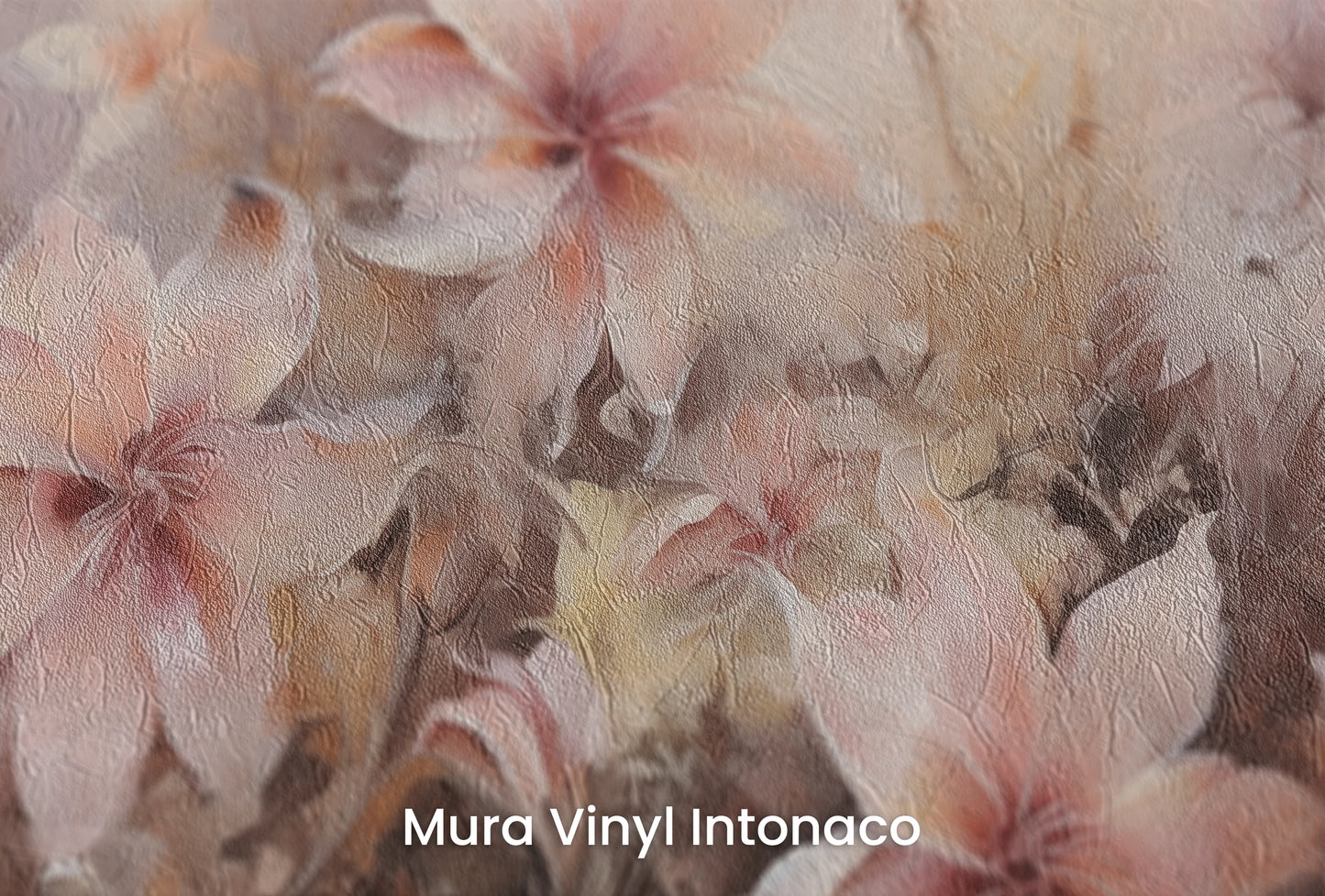 Zbliżenie na artystyczną fototapetę o nazwie Dawn Serenity na podłożu Mura Vinyl Intonaco - struktura tartego tynku.