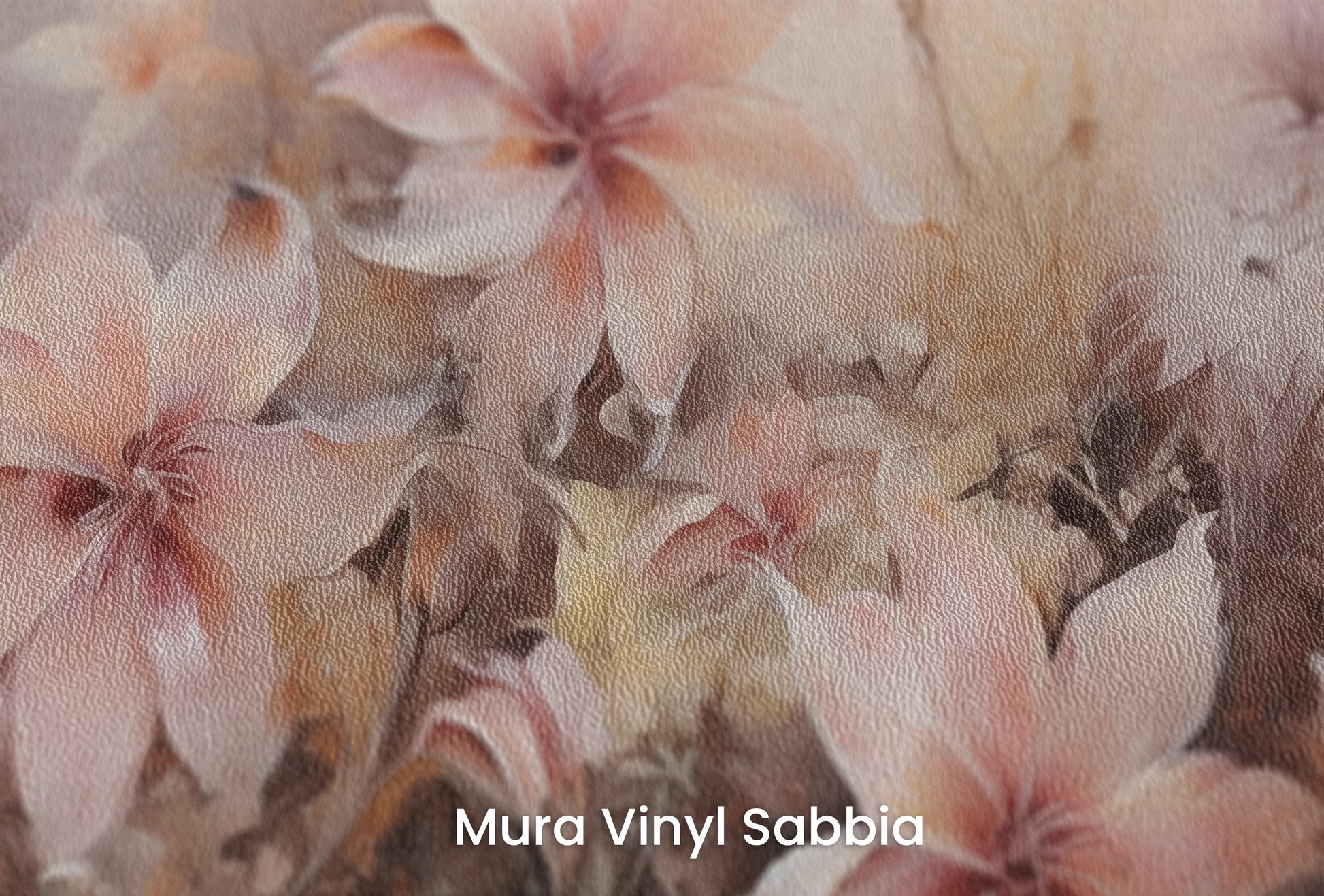 Zbliżenie na artystyczną fototapetę o nazwie Dawn Serenity na podłożu Mura Vinyl Sabbia struktura grubego ziarna piasku.