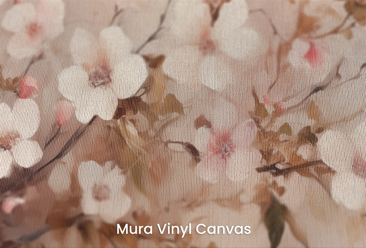 Zbliżenie na artystyczną fototapetę o nazwie Cherry Bliss na podłożu Mura Vinyl Canvas - faktura naturalnego płótna.