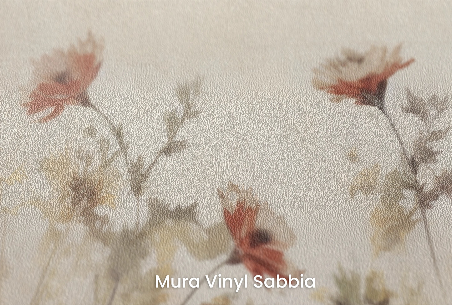 Zbliżenie na artystyczną fototapetę o nazwie Wild Prairie na podłożu Mura Vinyl Sabbia struktura grubego ziarna piasku.