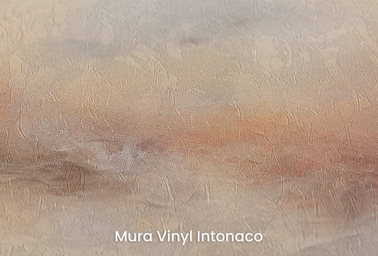 Zbliżenie na artystyczną fototapetę o nazwie MORNING MIST ABLAZE na podłożu Mura Vinyl Intonaco - struktura tartego tynku.