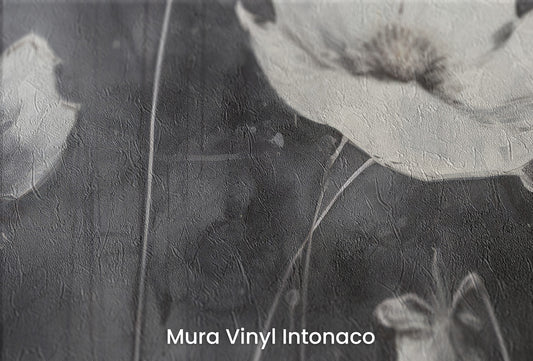 Zbliżenie na artystyczną fototapetę o nazwie GOTHIC GARDEN na podłożu Mura Vinyl Intonaco - struktura tartego tynku.