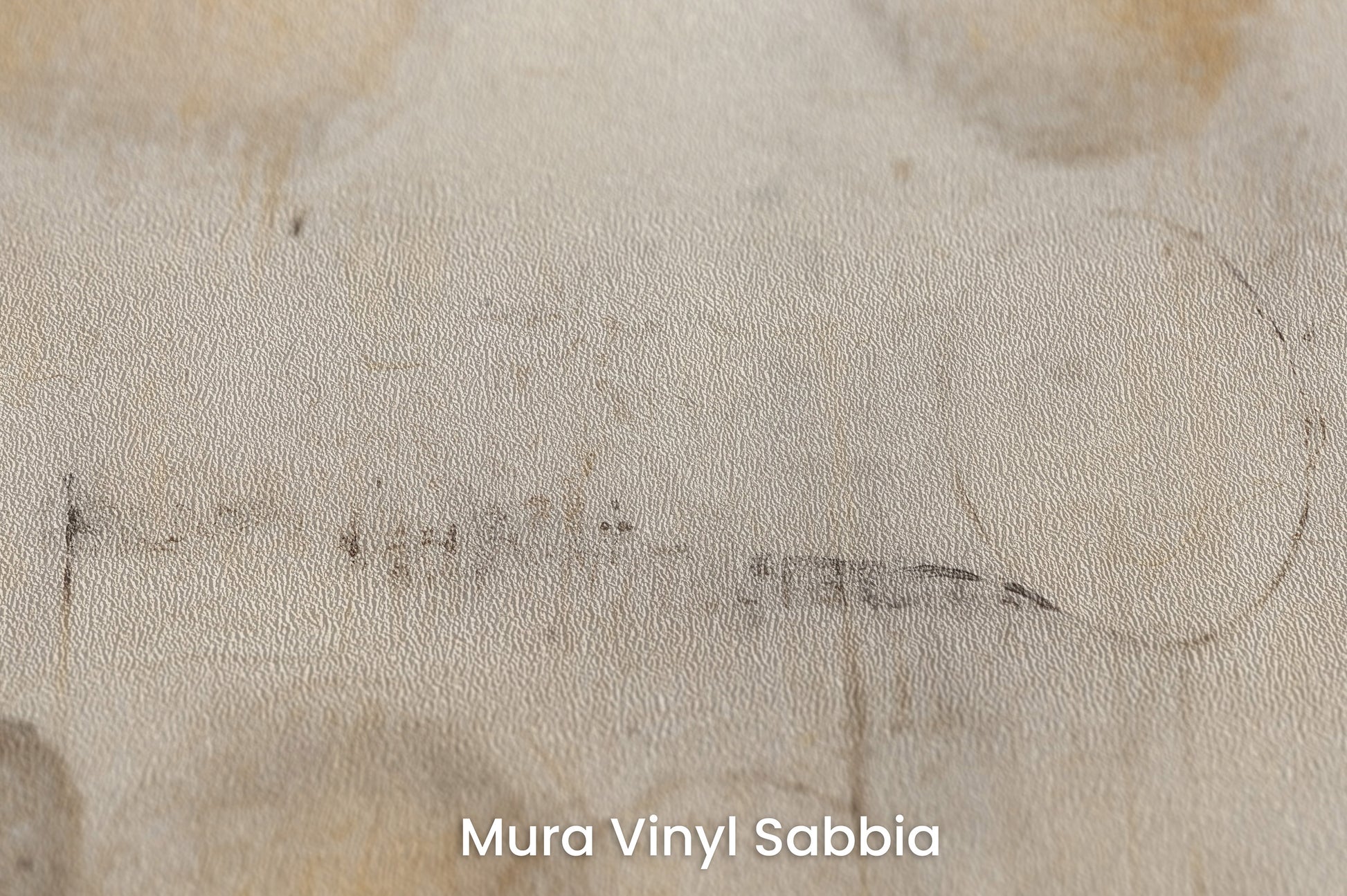 Zbliżenie na artystyczną fototapetę o nazwie GOLDEN MIST ORBITALS #2 na podłożu Mura Vinyl Sabbia struktura grubego ziarna piasku.