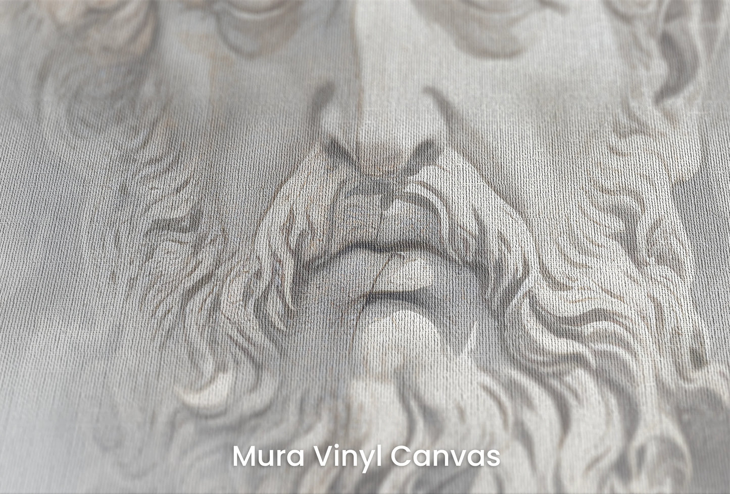 Zbliżenie na artystyczną fototapetę o nazwie Olympian Gaze na podłożu Mura Vinyl Canvas - faktura naturalnego płótna.