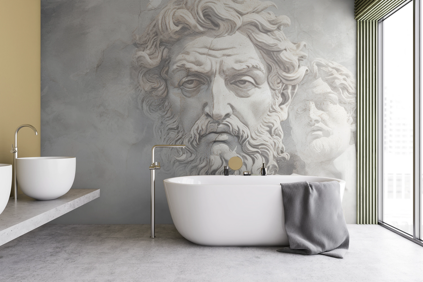 Wzór fototapety o nazwie Olympian Gaze pokazanej w kontekście pomieszczenia.