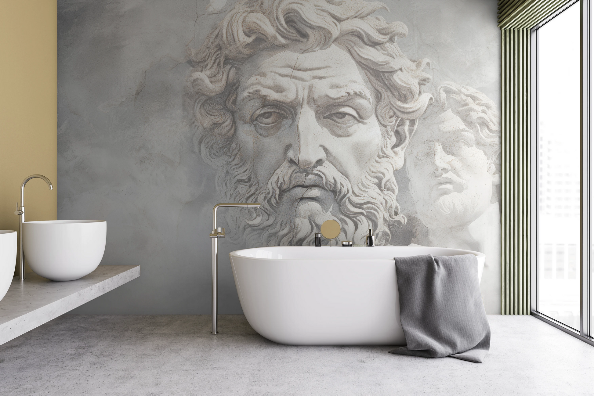 Wzór fototapety o nazwie Olympian Gaze pokazanej w kontekście pomieszczenia.