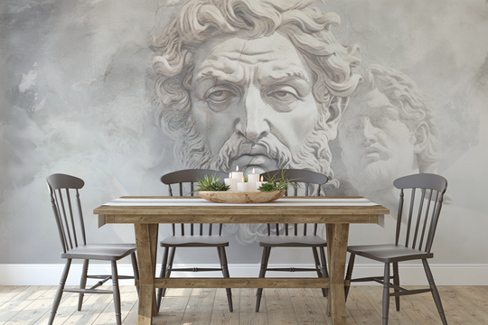 Wzór fototapety artystycznej o nazwie Olympian Gaze pokazanej w aranżacji wnętrza.