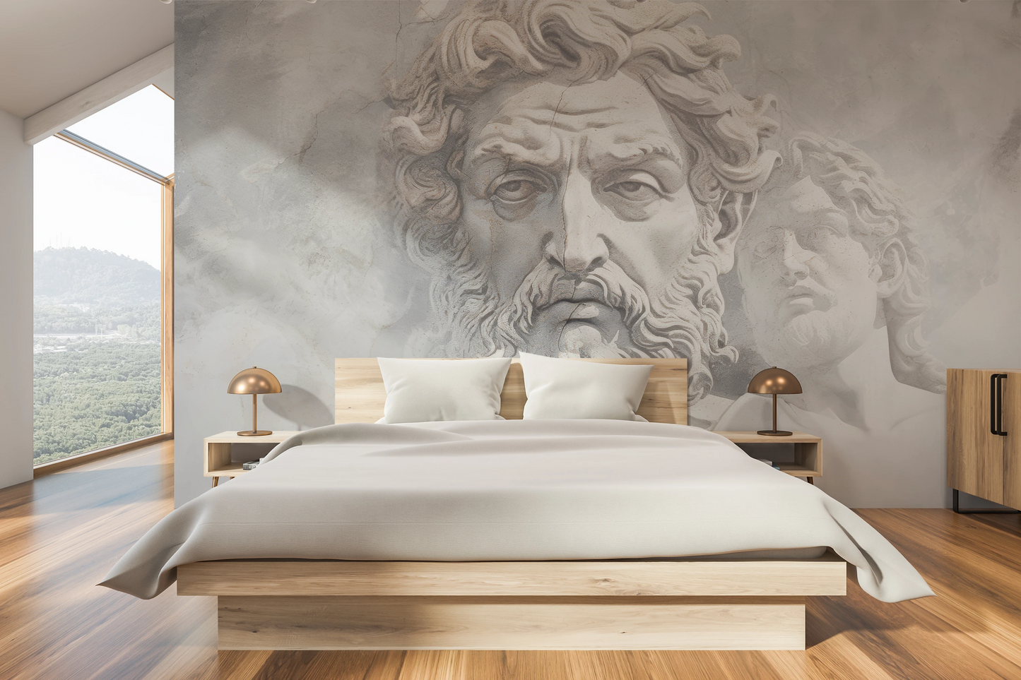 Fototapeta malowana o nazwie Olympian Gaze pokazana w aranżacji wnętrza.