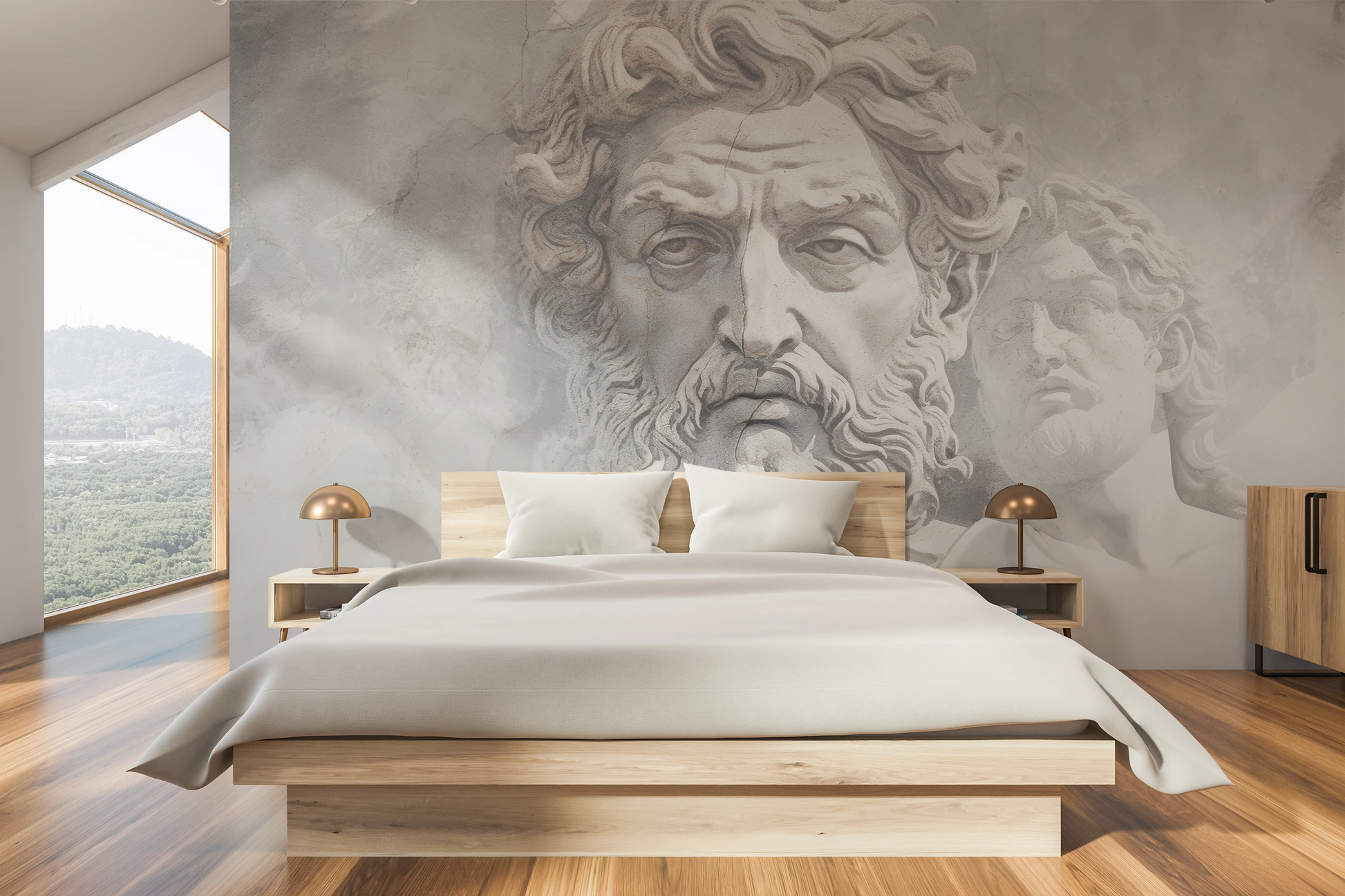 Fototapeta malowana o nazwie Olympian Gaze pokazana w aranżacji wnętrza.