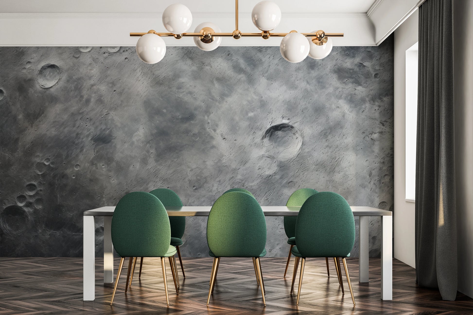 Wzór fototapety artystycznej o nazwie Martian Elegance pokazanej w aranżacji wnętrza.