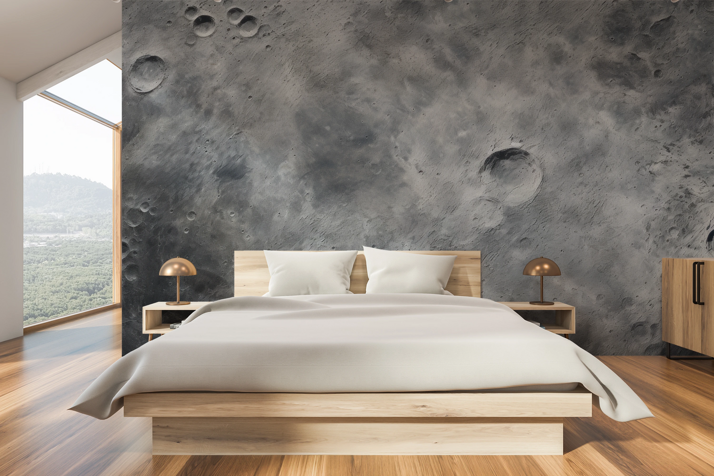 Zdjęcie prezentuje aranżację wnętrza z użyciem fototapety o nazwie Martian Elegance pokazanej w aranżacji wnętrza.