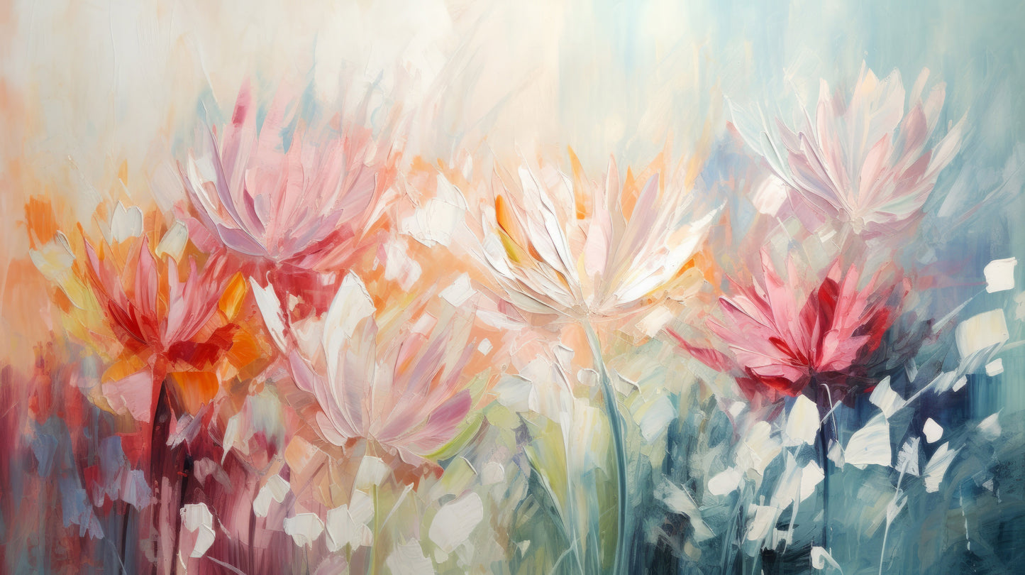 Prezentacja całego wzoru fototapety o nazwie Radiant Petal Fusion