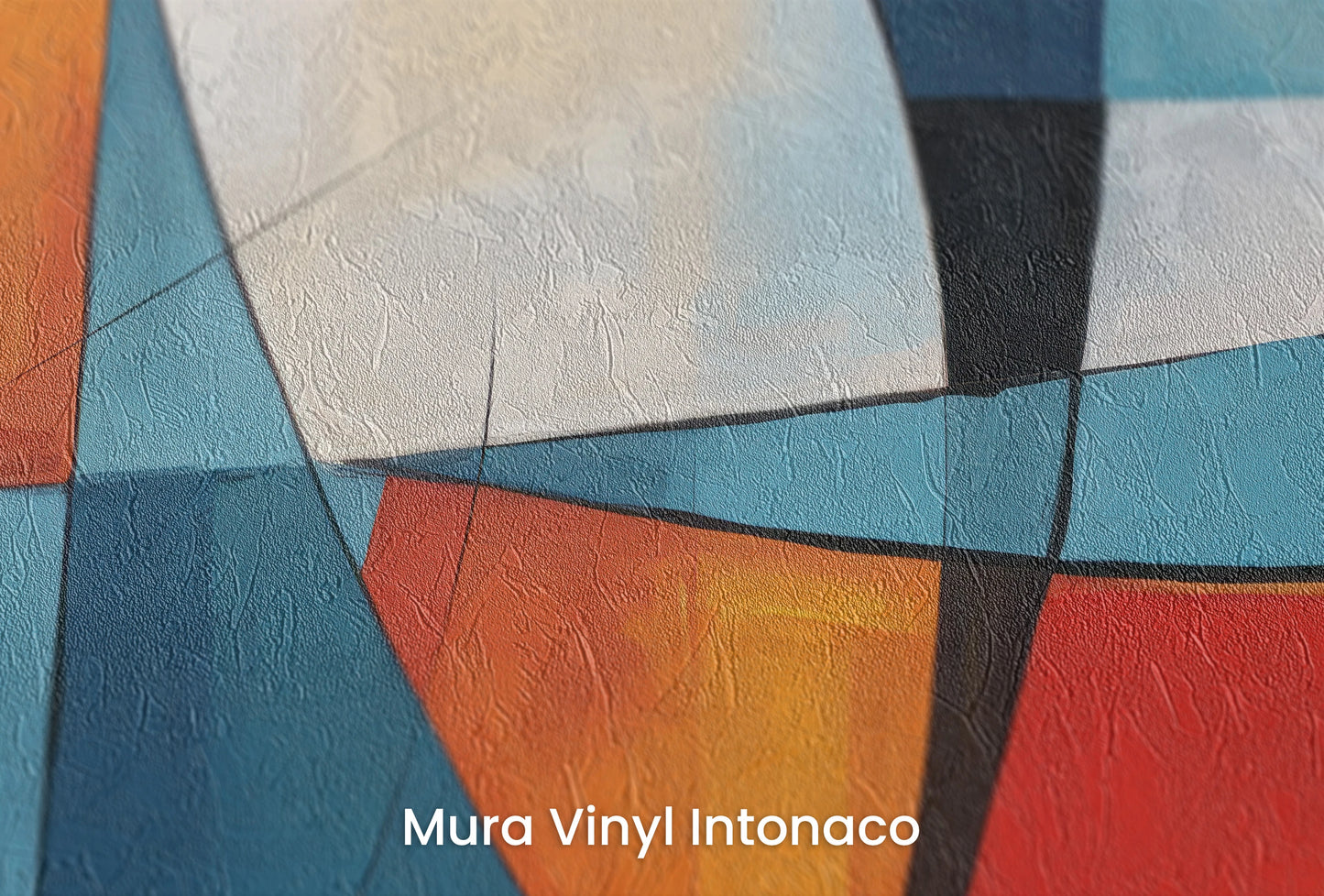 Zbliżenie na artystyczną fototapetę o nazwie Abstract Harmony na podłożu Mura Vinyl Intonaco - struktura tartego tynku.