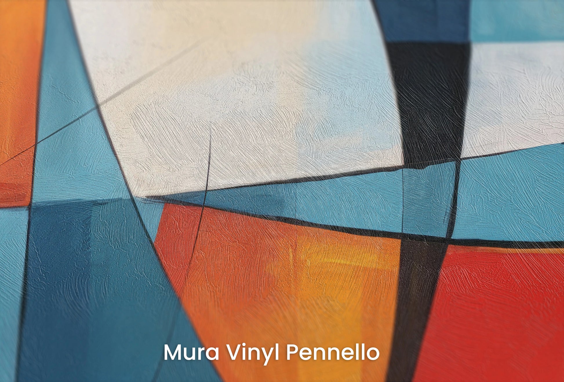 Zbliżenie na artystyczną fototapetę o nazwie Abstract Harmony na podłożu Mura Vinyl Pennello - faktura pociągnięć pędzla malarskiego.