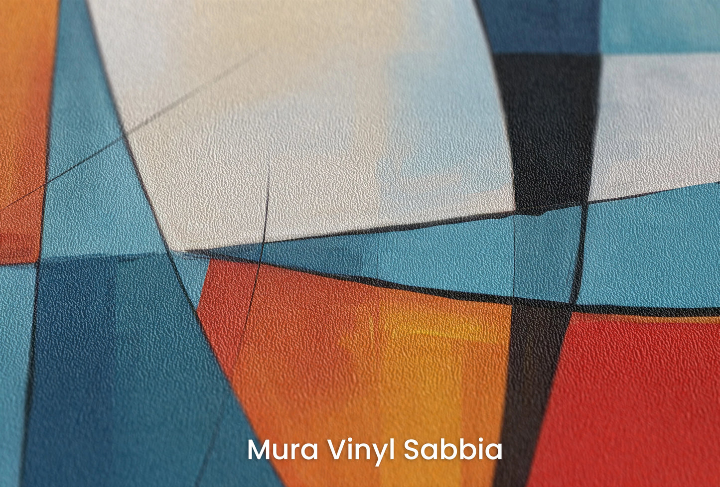Zbliżenie na artystyczną fototapetę o nazwie Abstract Harmony na podłożu Mura Vinyl Sabbia struktura grubego ziarna piasku.