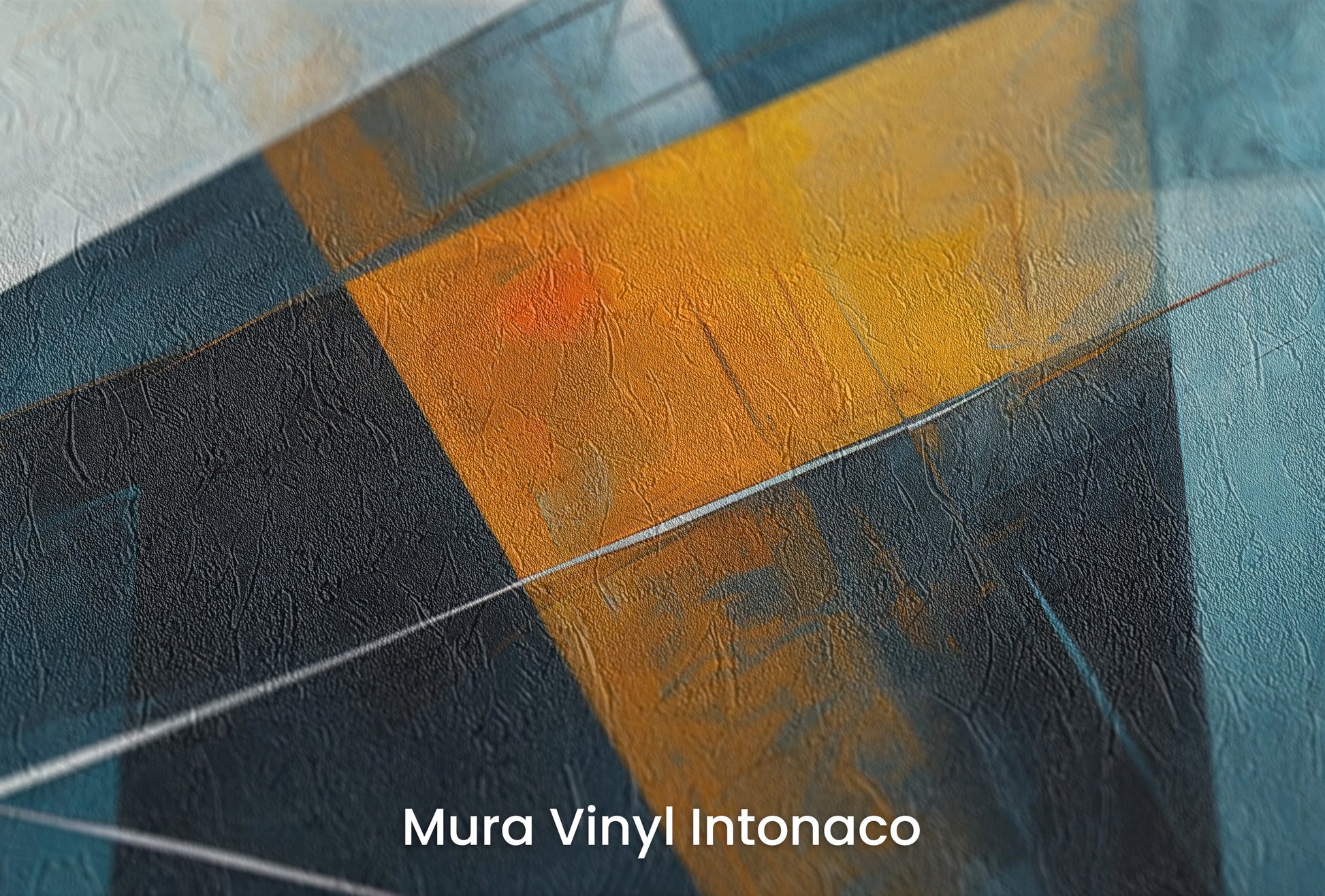 Zbliżenie na artystyczną fototapetę o nazwie Abstract Depths na podłożu Mura Vinyl Intonaco - struktura tartego tynku.