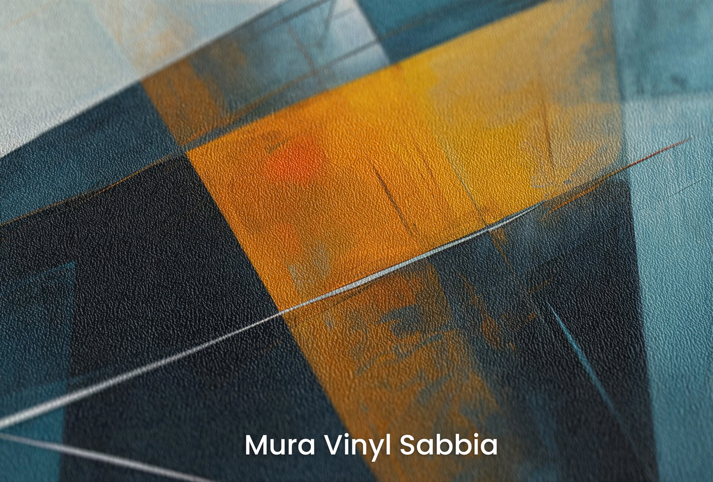 Zbliżenie na artystyczną fototapetę o nazwie Abstract Depths na podłożu Mura Vinyl Sabbia struktura grubego ziarna piasku.