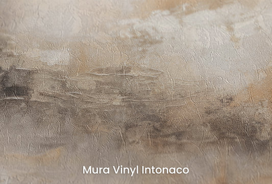 Zbliżenie na artystyczną fototapetę o nazwie ECHOES OF DAWN na podłożu Mura Vinyl Intonaco - struktura tartego tynku.