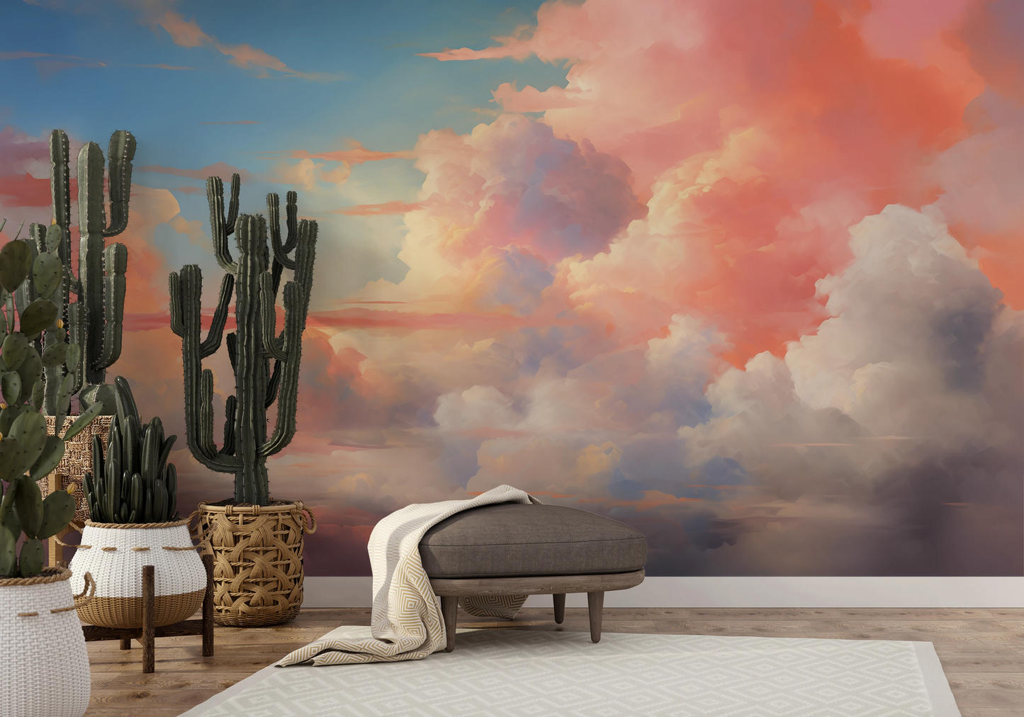 Fototapeta artystyczna o nazwie Pastel Serenity #2 pokazana w aranżacji wnętrza.