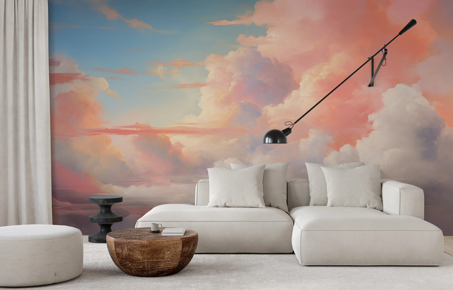 Wzór fototapety o nazwie Pastel Serenity #2 pokazanej w kontekście pomieszczenia.