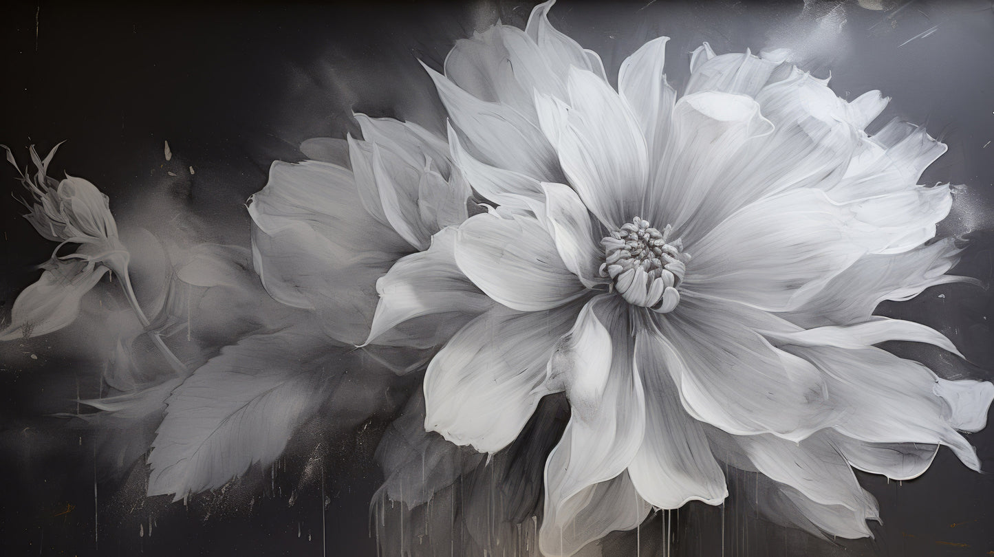 Prezentacja całego wzoru fototapety o nazwie NOIR FLORALE