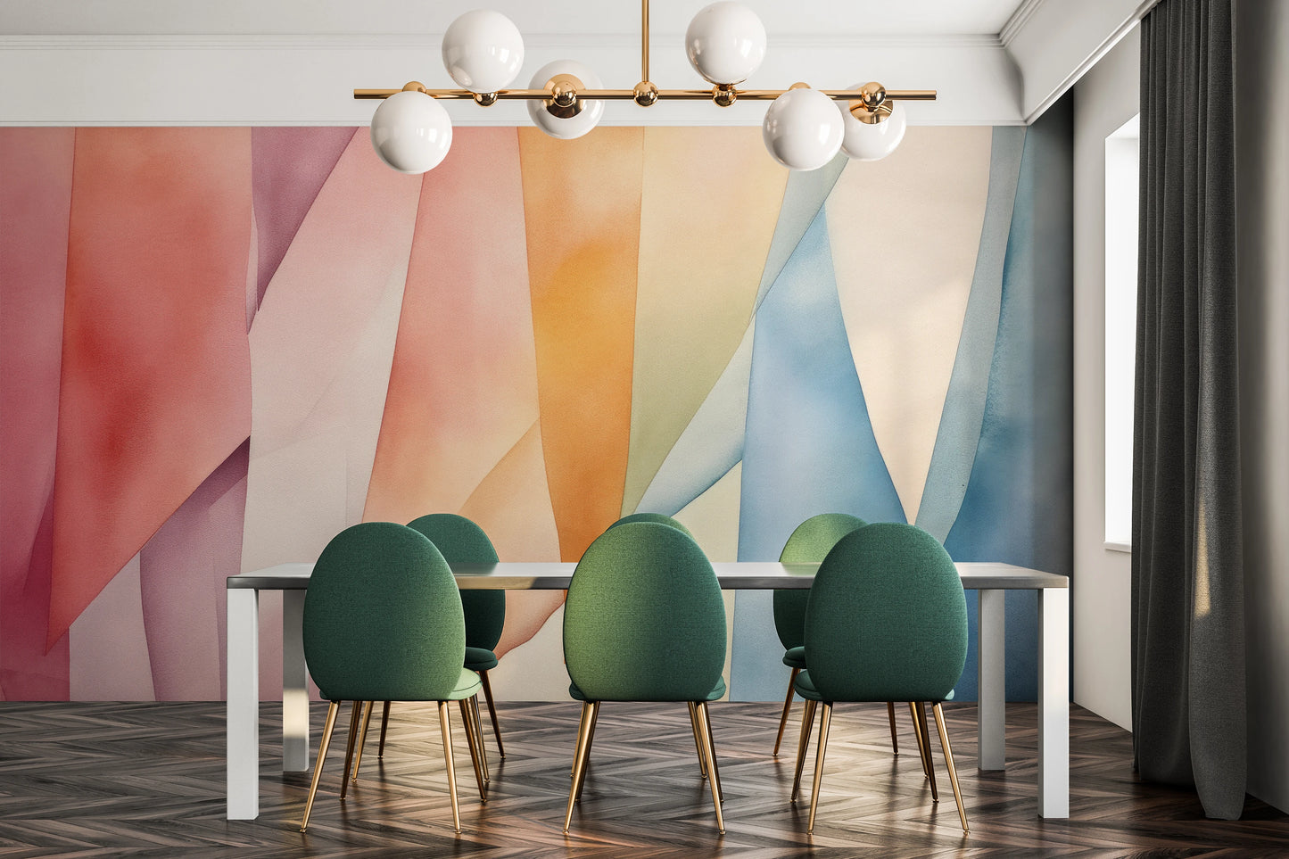 Fototapeta artystyczna o nazwie Pastel Whirl pokazana w aranżacji wnętrza.