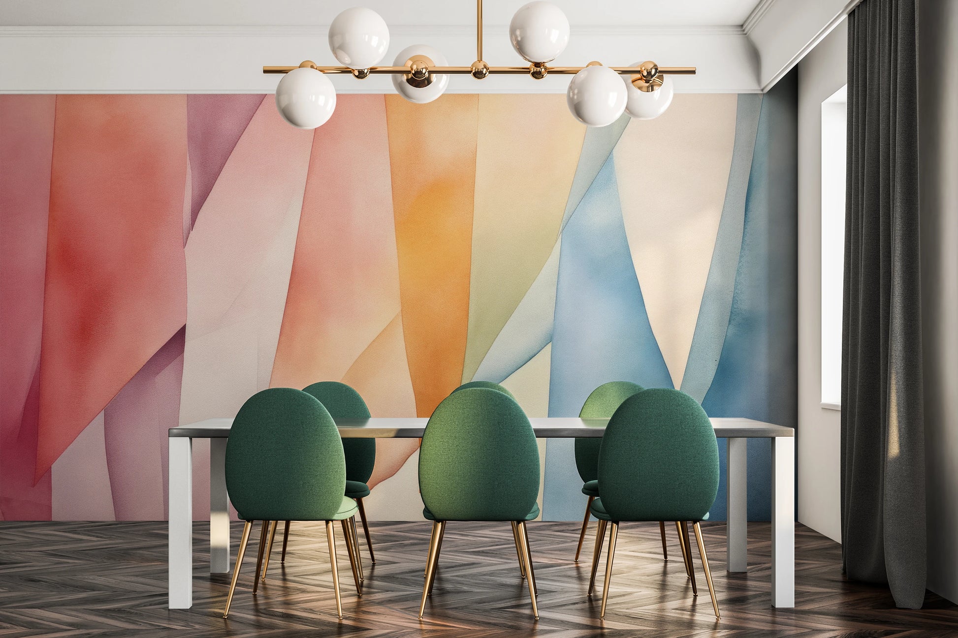 Fototapeta artystyczna o nazwie Pastel Whirl pokazana w aranżacji wnętrza.