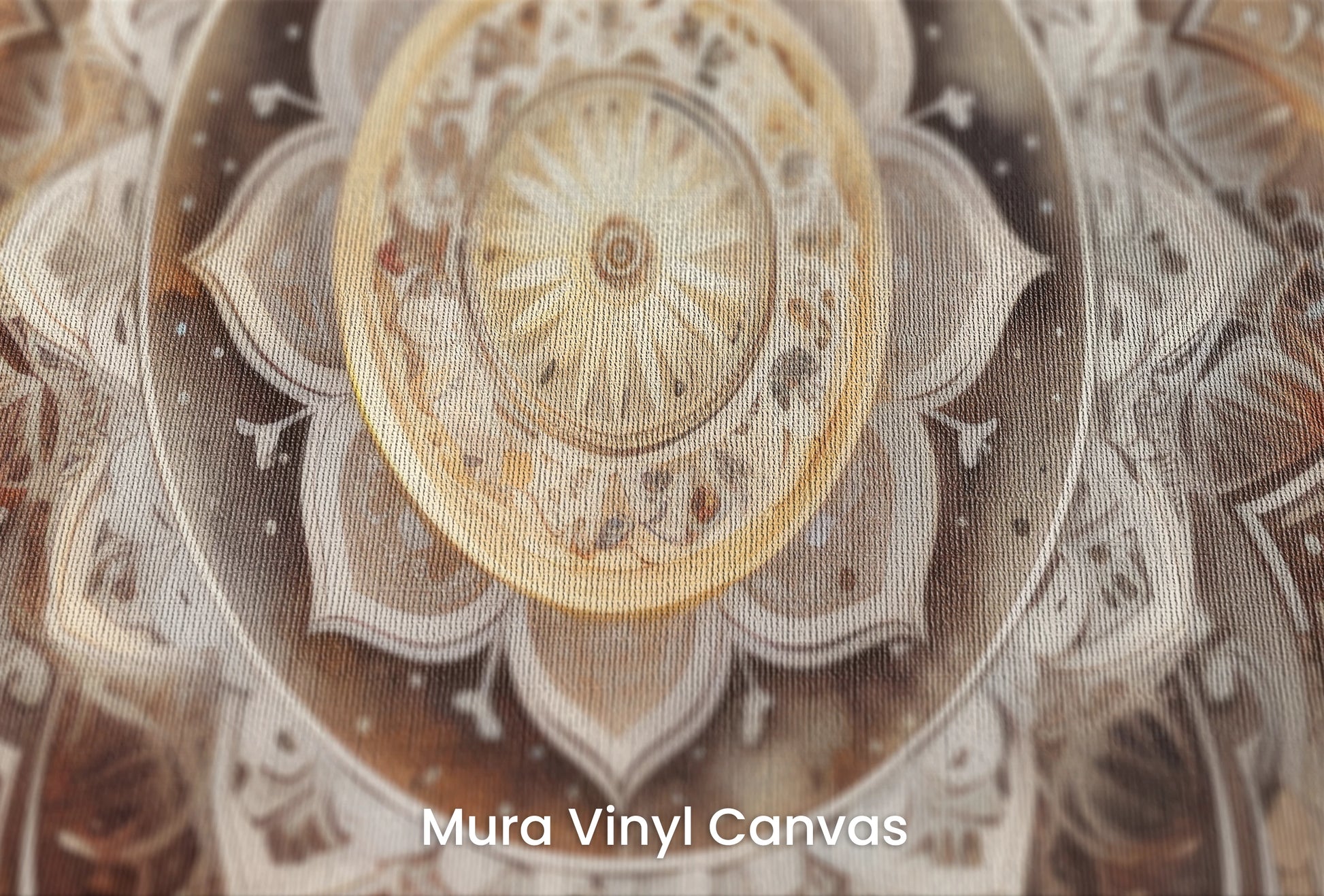 Zbliżenie na artystyczną fototapetę o nazwie Watercolor Mandala na podłożu Mura Vinyl Canvas - faktura naturalnego płótna.