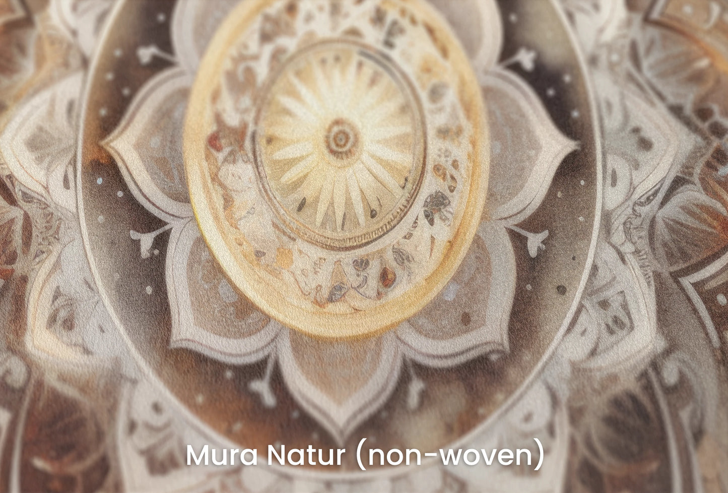 Zbliżenie na artystyczną fototapetę o nazwie Watercolor Mandala na podłożu Mura Natur (non-woven) - naturalne i ekologiczne podłoże.