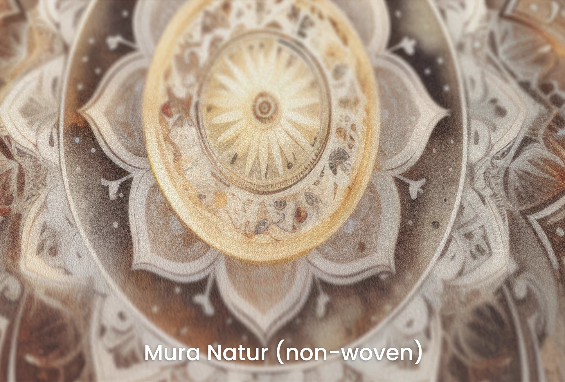 Zbliżenie na artystyczną fototapetę o nazwie Watercolor Mandala na podłożu Mura Natur (non-woven) - naturalne i ekologiczne podłoże.