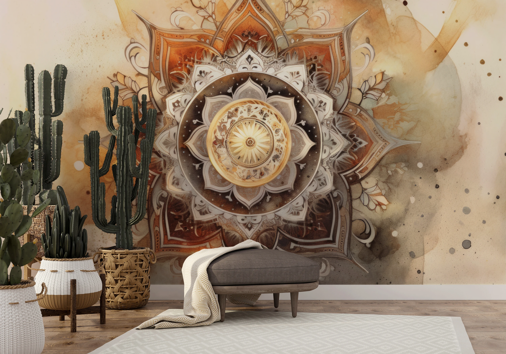 Fototapeta o nazwie Watercolor Mandala użyta w aranzacji wnętrza.