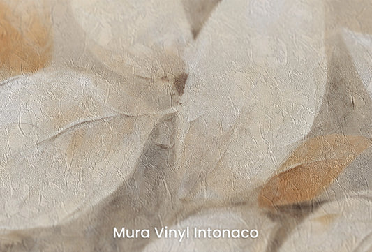 Zbliżenie na artystyczną fototapetę o nazwie Golden Breeze na podłożu Mura Vinyl Intonaco - struktura tartego tynku.